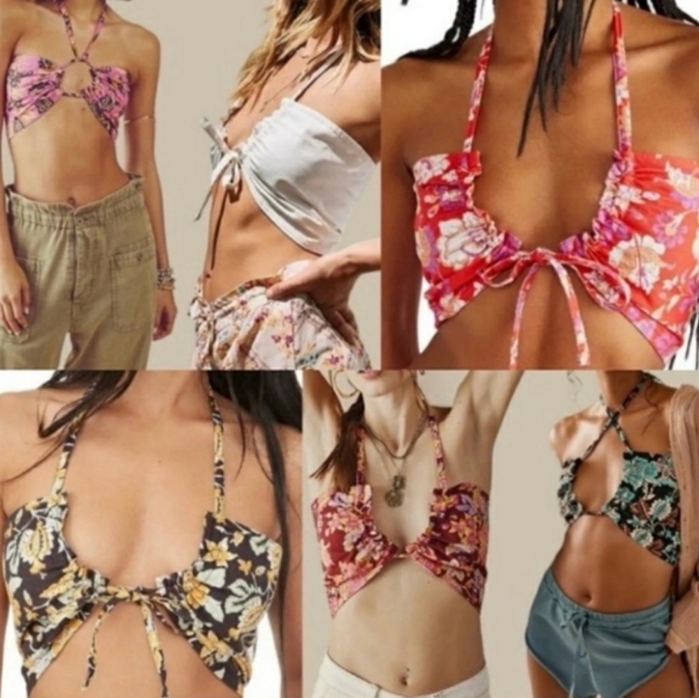 Free People Summer of Love Convertible Bandeau Wine Floral Small NWT - Picture 11 of 11